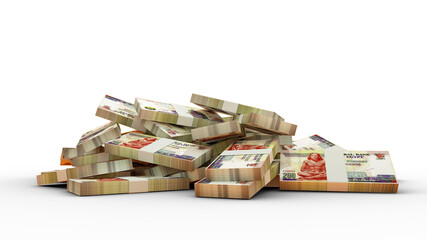 3d rendering of Stacks of 200 Egyptian pound notes. bundles of Egyptian currency notes isolated on transparent background