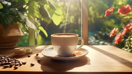 Fototapeta premium A tranquil morning moment ultra realistic illustration - Generative AI.