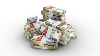 3d rendering of Stacks of 200 Egyptian pound notes. bundles of Egyptian currency notes isolated on transparent background - obrazy, fototapety, plakaty