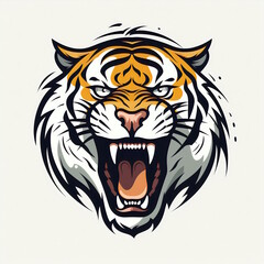 Obraz premium Tiger Roar Logo Isolated on White Background.