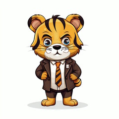 Tiger in Formal Business Suit Isolated on White Background.