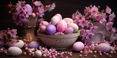 Obraz na płótnie Canvas eatster eggs with flowers 