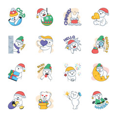 Trendy Collection of Christmas Celebration Flat Stickers 


