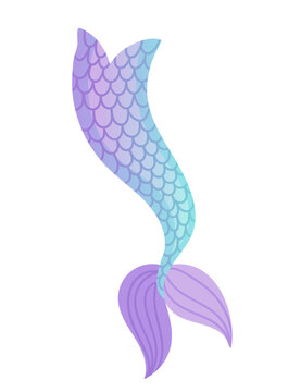 Mermaid tail for costume or cosplay purple and blue color vector illustration isolated on white background