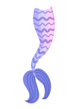Mermaid tail for costume or cosplay purple color vector illustration isolated on white background
