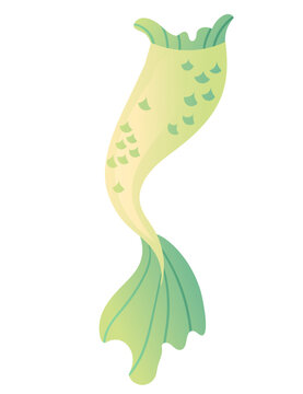 Mermaid tail for costume or cosplay green color vector illustration isolated on white background