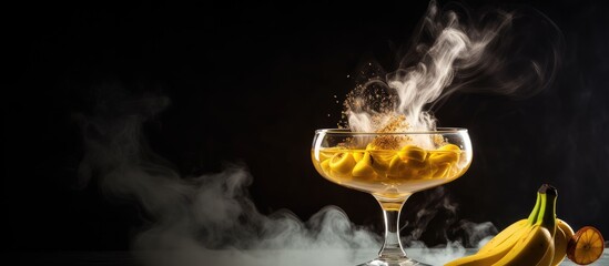 Banana cocktail in a smoky glass With copyspace for text