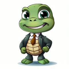 Fototapeta premium Turtle in Formal Business Suit Isolated on White Background.