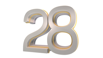 Creative white 3d number 28