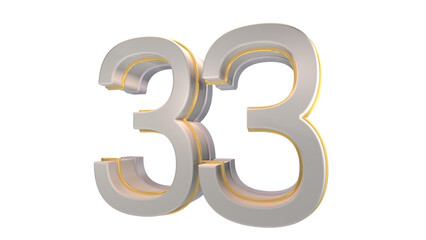 Creative white 3d number 33