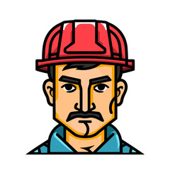 Builder icon. Construction worker icon isolated. Cartoon engineer icon
