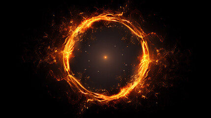 Fire sparkle circle on black background - Powered by Adobe