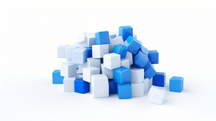 Abstract concept of white and blue cubes