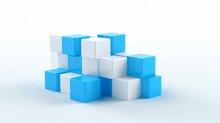 Abstract concept of white and blue cubes