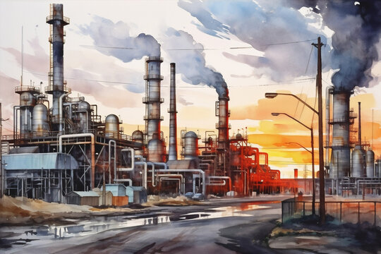 Smoke factory refinery pollution industrial chimney technology production energy ecology plant oil chemistry