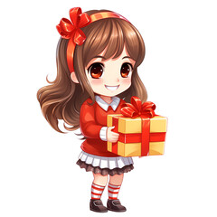 Cute Girl Happy New Year Clipart Illustration