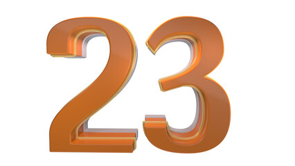 Naklejka premium Creative orange 3d number 23