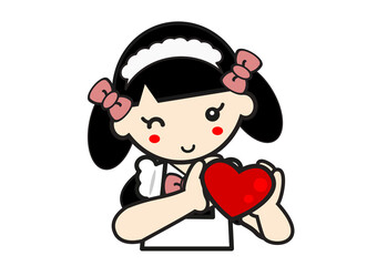 ハートポーズのメイドさん