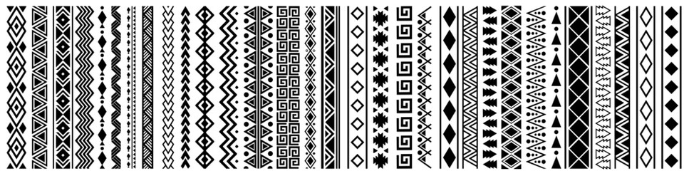 Aztec pattern icon vector set. Border illustration sign collection. Tribal pattern symbol or logo.