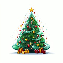 Fototapeta premium Christmas Tree Isolated on White Background.