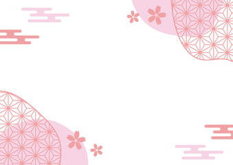 和風　フレーム 　桜　ピンク　麻の葉　可愛い