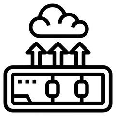 Cloud storage icon symbol vector image. Illustration of the database server hosting cloud system digital design image