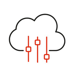 Cloud storage icon symbol vector image. Illustration of the database server hosting cloud system digital design image