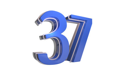 Fototapeta premium Blue glossy 3d number 37