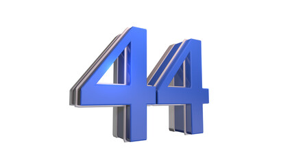 Obraz premium Blue glossy 3d number 44