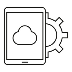 Cloud storage icon symbol vector image. Illustration of the database server hosting cloud system digital design image