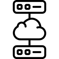Cloud storage icon symbol vector image. Illustration of the database server hosting cloud system digital design image