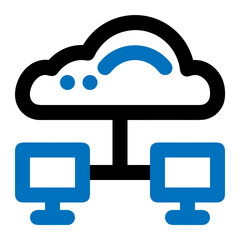 Cloud storage icon symbol vector image. Illustration of the database server hosting cloud system digital design image