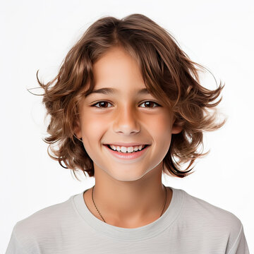 a closeup photo portrait of a cute beautiful young boy kid smiling with clean teeth. used for a dental ad. teen