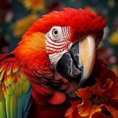 Fototapeta premium Colorful large size parrot close up portrait