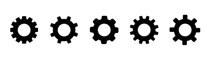 Black gear set. Gear setting vector icon. 