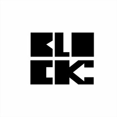 Obraz premium Geometric abstract word block logo design with a back arrow on the letter K in negative space.