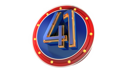 Blue 3d number 41 on round shape 