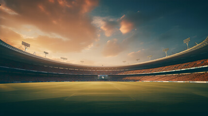 Sports stadium cinematic background wallpaper, cricket, football, baseball stadium background with cinematic clouds on background