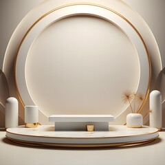 3d render of white mockup podium background, Luxury minimal scene, Promotion display