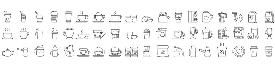 Coffee icon vector set. Hot drink illustration sign collection. Coffee house symbol. Coffee machine logo.
