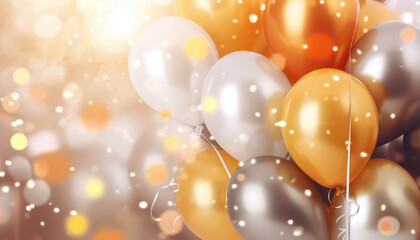 Beautiful Festive Background with Multicolored Balloons