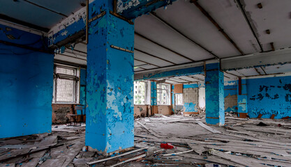 inside a destroyed school in Ukraine