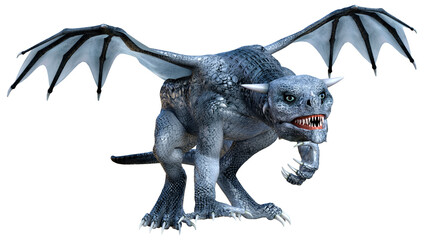 3D Rendering Fairy Tale Dragon on White