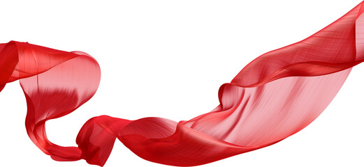 Red cloth flying the wind isolated on transparency background 3d render