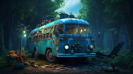 Blue bus adventure front
