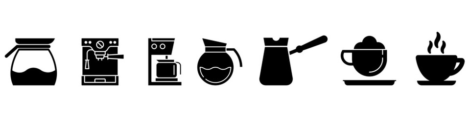 Coffee icon vector set. Сoffee machine illustration sign collection. hot drinks symbol or logo.