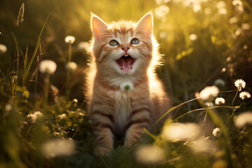 Obraz premium Cute Cat, Happy Cat.