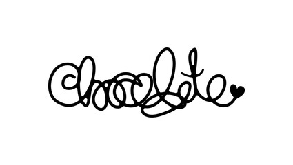 Hand drawn Chocolate text , black isolated silhouette