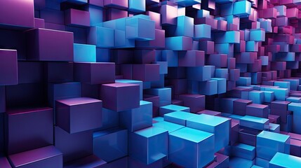 purple and light blue 3D Cubes Geometry Backdrop - background design illustration with geometric shapes representing innovative technology design - geometric blocks in perspective - generative ai