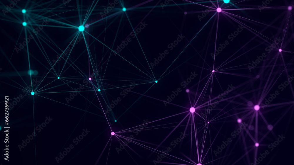 Aufkleber Blue network connection structure. Science background. Abstract digital background. Big data visualization. 3d rendering.